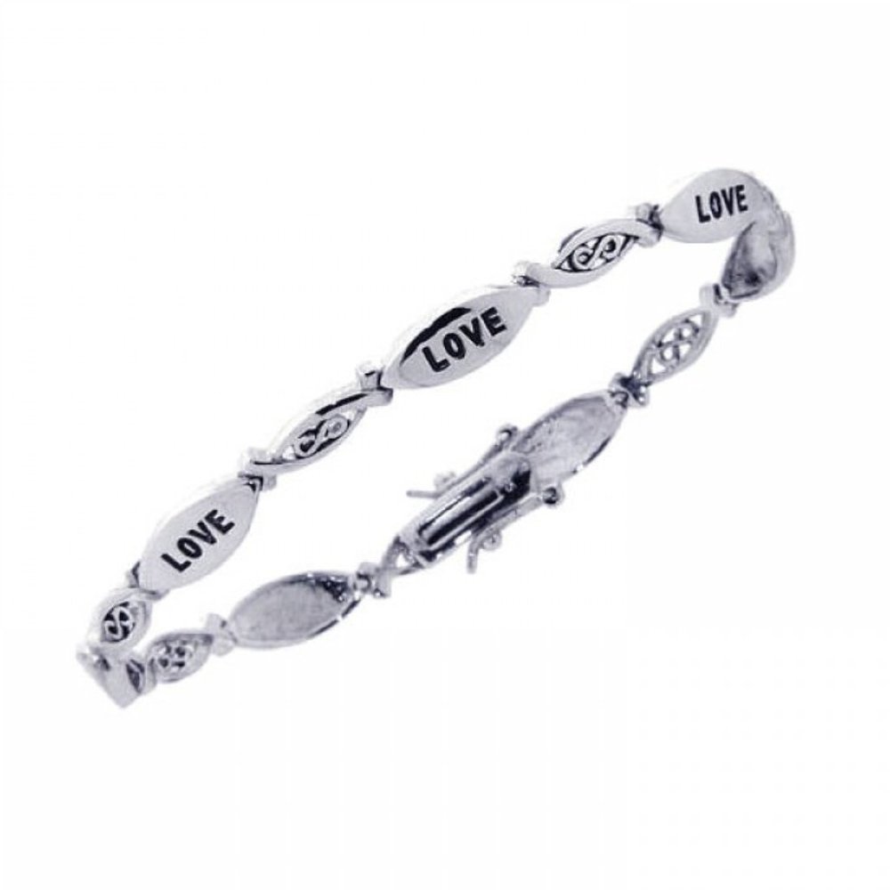Sterling Silver 925 Rhodium Plated Love Infinity Tennis Bracelet